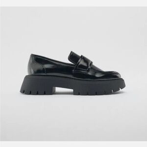 Zara preppy lug sole patent loafers